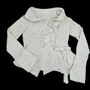 MOTH Anthro Bow Accents Avantgarde‎ Cottagecore Boho Soft Cardigan sz XS